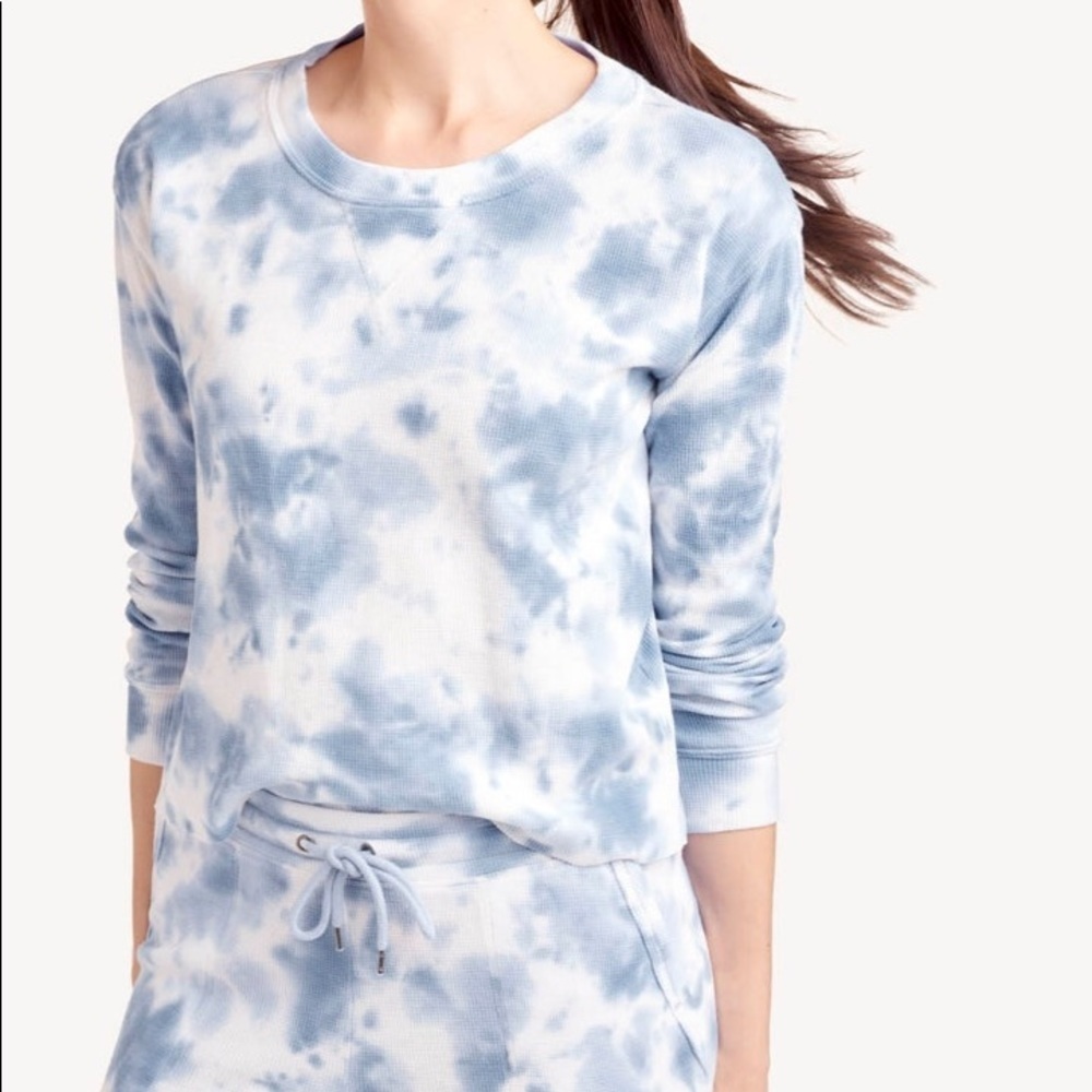 Splendid Blue Tie-Dye Thermal Sweatshirt Top Size Medium
